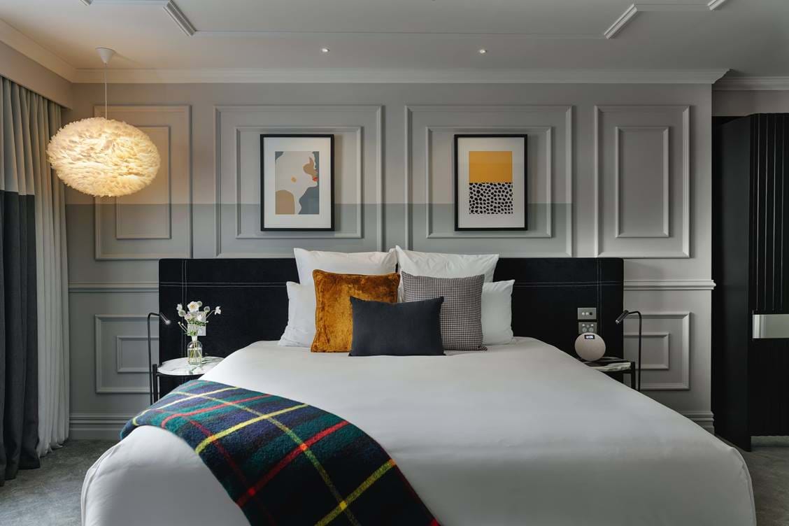 luxury bedroom setting at Fable Dunedin